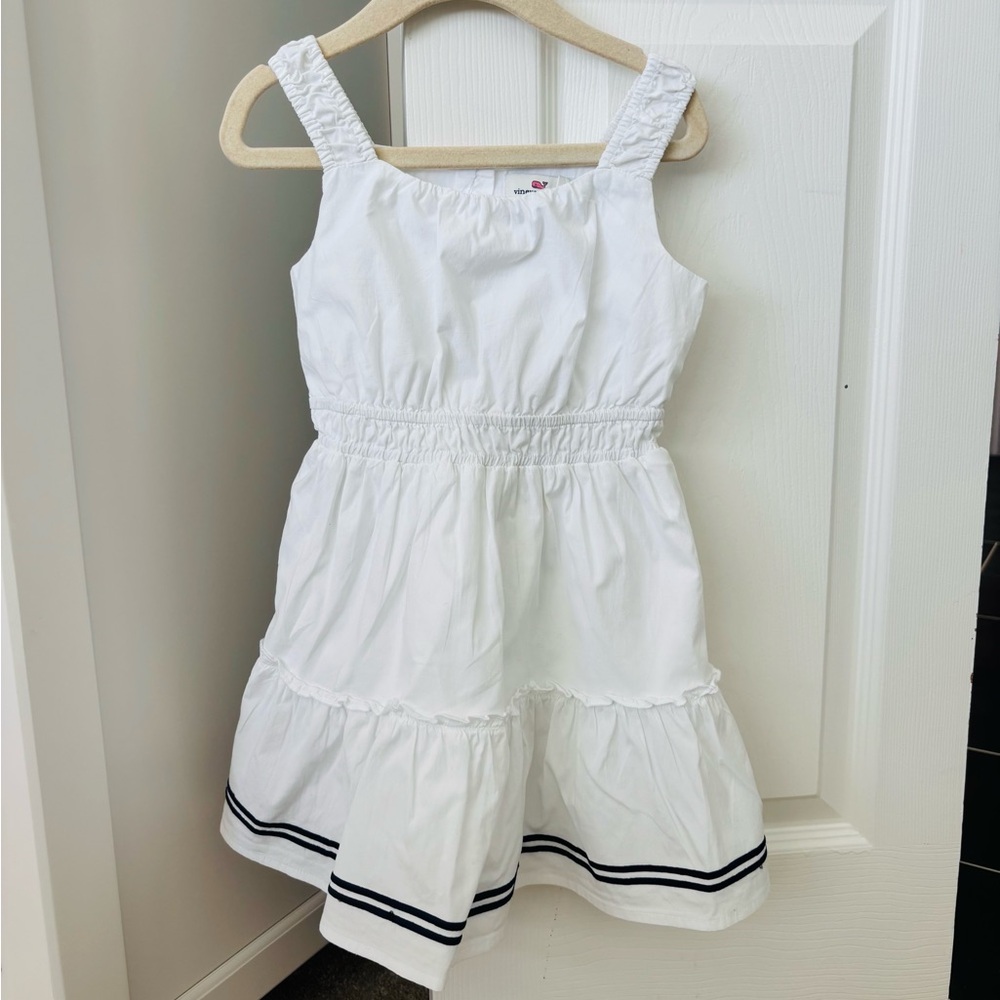 Vineyard Vines girls white dress with navy stripe 4T